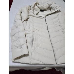 32 Degrees Heat Women’s White Hooded Puffer Coat – Size Medium – Full Zip, Light